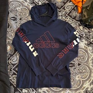 Navy Blue Long Sleeve Hooded Shirt